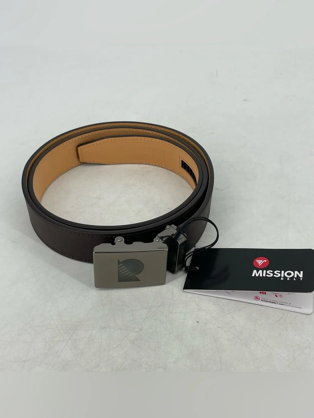 Chocolate Brown 44mm No Holes Adjustable Ratchet Belt Mission Belt- XL 39-42 in